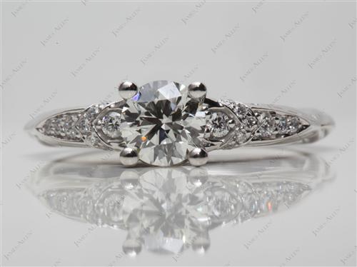 Platinum 0.76 Round cut Pave Diamond Engagement Ring