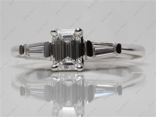 White Gold 0.61 Emerald cut Engagement Ring With Side Stones