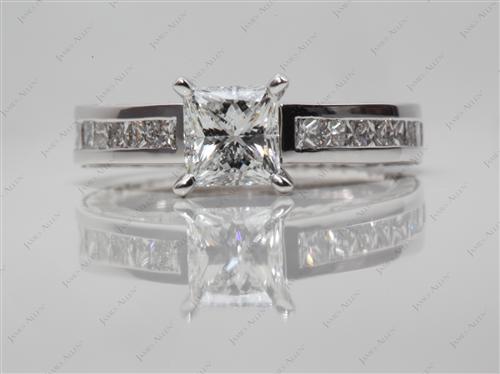 White Gold 0.76 Princess cut Channel Engagement Ring