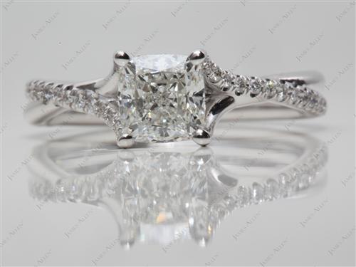 White Gold 1.30 Cushion cut Pave Diamond Ring