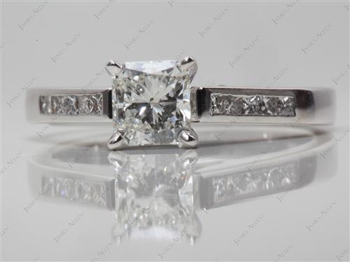 White Gold 0.78 Radiant cut Channel Set Diamond Engagement Rings