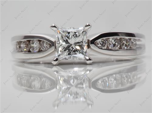 White Gold 0.70 Princess cut Channel Set Diamond Engagement Ring