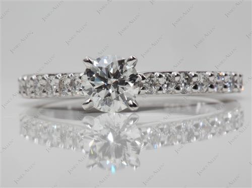 Platinum 0.54 Round cut Engagement Rings Side Stones
