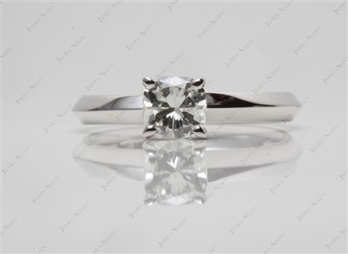 White Gold 0.71 Cushion cut Solitaire Diamond Ring