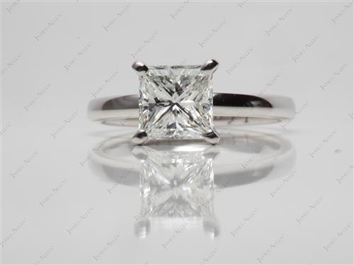 White Gold 1.50 Princess cut Solitaire Ring Mountings