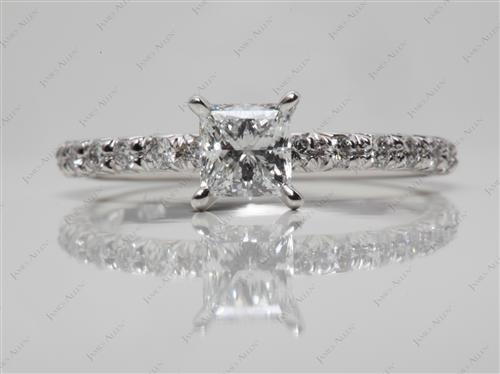White Gold 0.63 Princess cut Diamond Ring