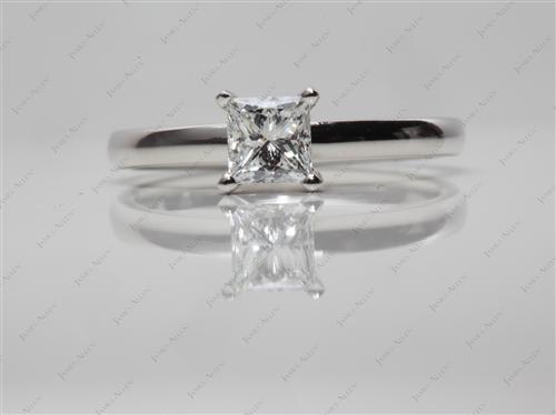 Platinum 0.51 Princess cut Solitaire Ring Mountings