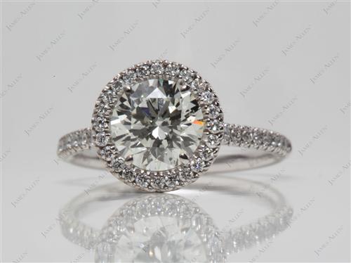 White Gold 1.65 Round cut Pave Diamond Engagement Rings