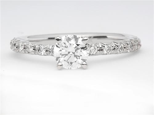 White Gold 0.51 Round cut Engagement Ring Micro Pave