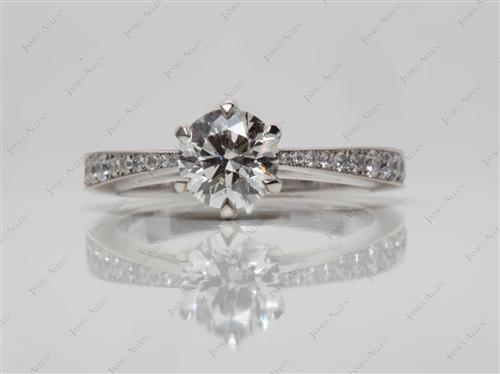 White Gold 0.79 Round cut Engagement Ring