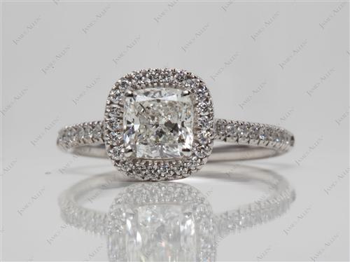 White Gold 1.20 Cushion cut Pave Diamond Engagement Rings