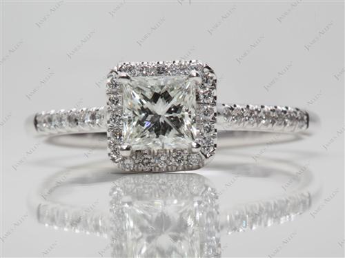 White Gold 0.70 Princess cut Pave Engagement Ring