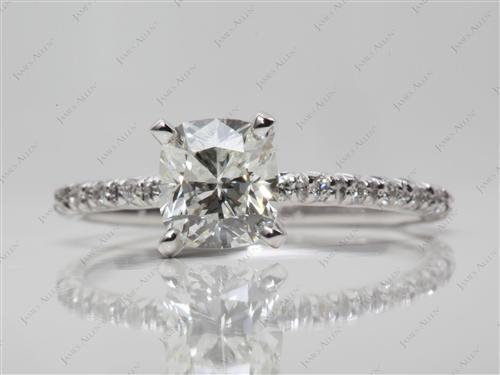 White Gold 1.01 Cushion cut Micro Pave Engagement Rings