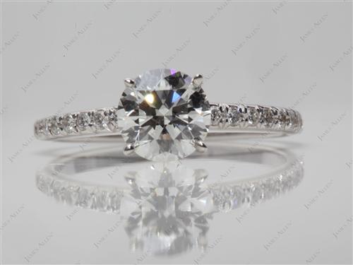 White Gold 0.95 Round cut Pave Engagement Ring