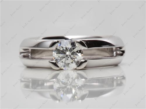 White Gold 0.84 Round cut Diamond Tension Ring