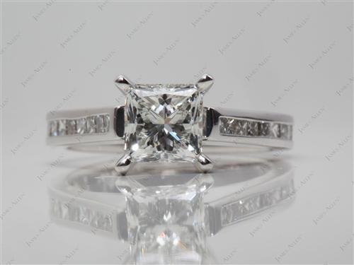 White Gold 1.24 Princess cut Channel Set Engagement Ring