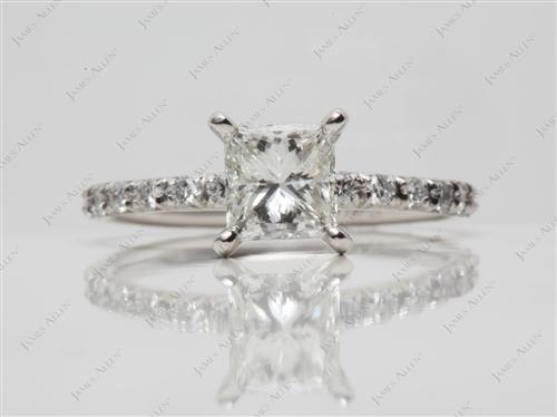 Platinum 1.01 Princess cut Diamond Pave Rings