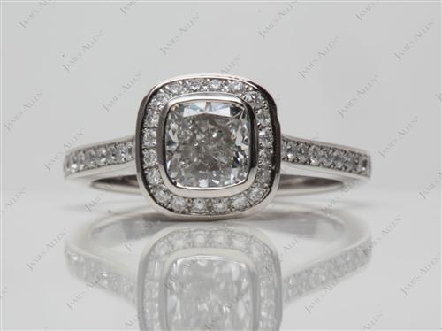 Platinum 1.00 Cushion cut Pave Rings