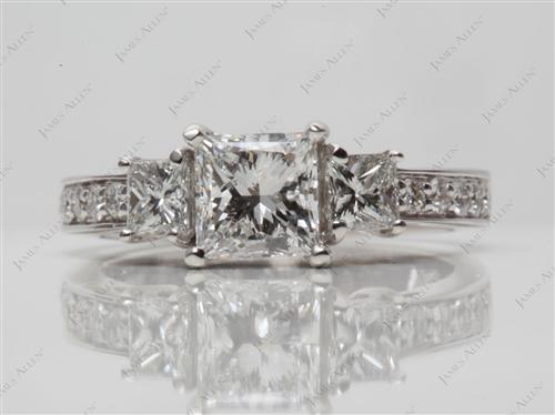 White Gold 1.00 Princess cut Three Stones Diamond Rings