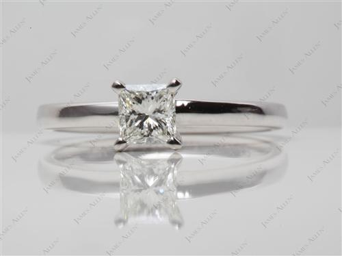 White Gold 0.50 Princess cut Round Solitaire Ring