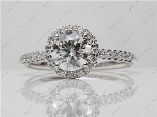White Gold 1.10 Round cut Diamond Pave Rings