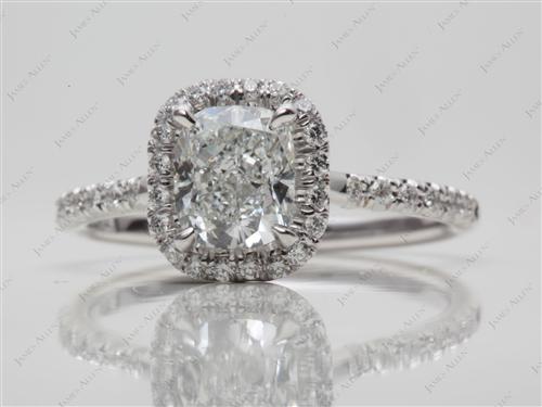 White Gold 1.30 Cushion cut Pave Diamond Ring