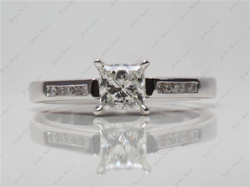 White Gold 0.73 Princess cut Channel Set Rings