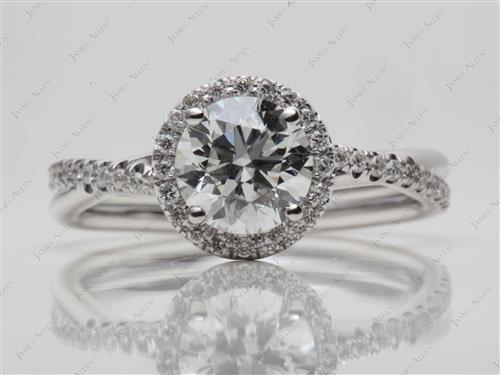 White Gold 1.31 Round cut Diamond Pave Ring
