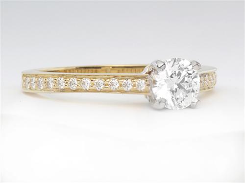 Gold 0.52 Round cut Engagement Ring Micro Pave