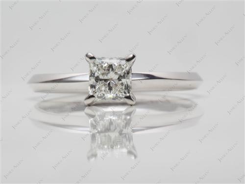 White Gold 0.63 Princess cut Solitaire Diamond Rings