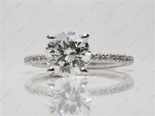 Platinum 1.75 Round cut Pave Diamond Rings