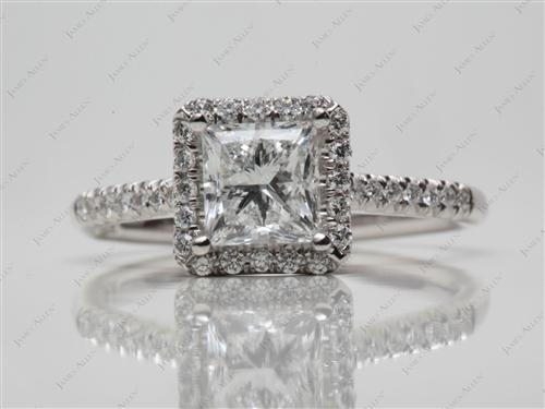 Platinum 1.16 Princess cut Pave Ring Setting