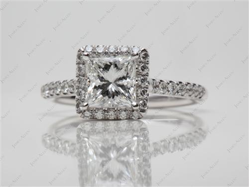 White Gold 1.01 Princess cut Pave Rings