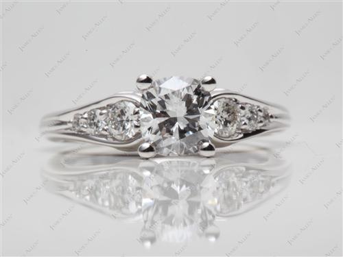 White Gold 1.03 Cushion cut Engagement Ring Side Stones