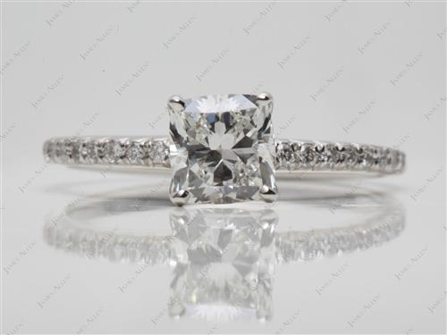 Platinum 1.26 Cushion cut Pave Engagement Ring