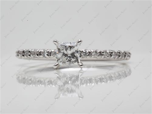 White Gold 0.43 Princess cut Pave Engagement Rings