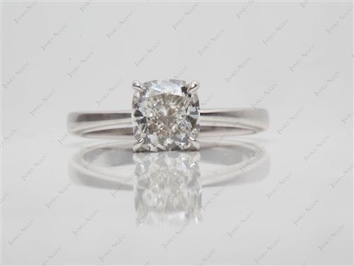 White Gold 1.70 Cushion cut Round Solitaire Ring