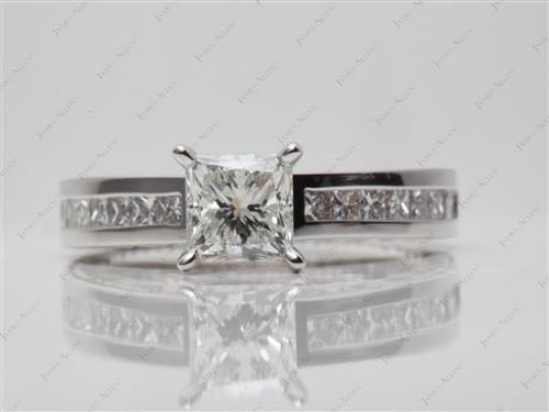 White Gold 0.89 Princess cut Channel Set Diamond Rings
