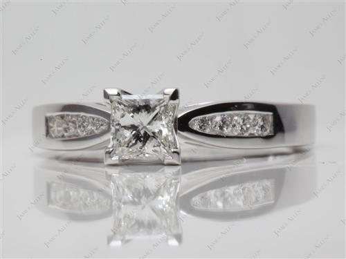 White Gold 0.51 Princess cut Channel Setting Engagement Ring