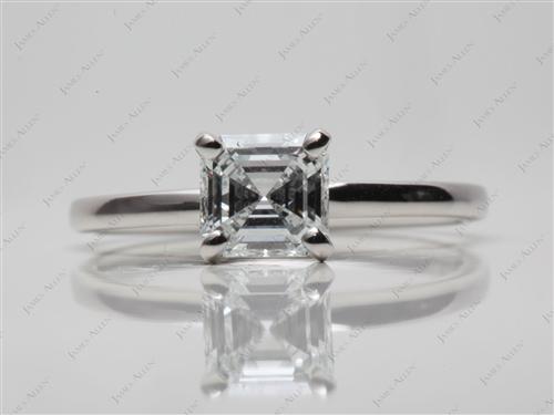 Platinum 0.82 Asscher cut Diamond Ring