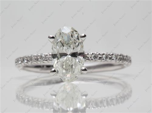 White Gold 1.03 Oval cut Pave Diamond Ring