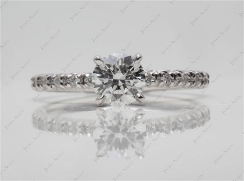 White Gold 0.51 Round cut Engagement Ring Micro Pave