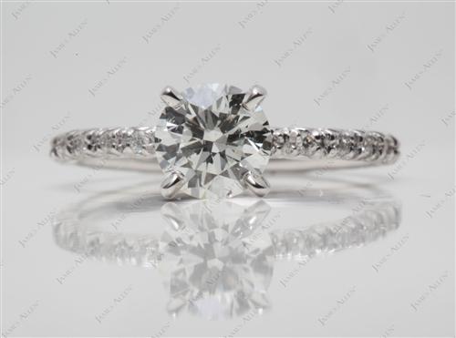 White Gold 0.84 Round cut Pave Diamond Engagement Ring