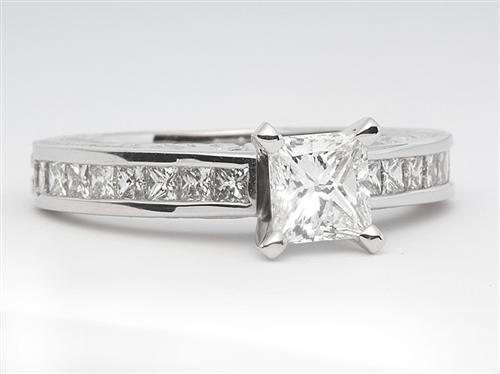 White Gold 0.65 Princess cut White Gold Wedding Sets