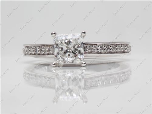 White Gold 0.80 Princess cut Diamond Ring
