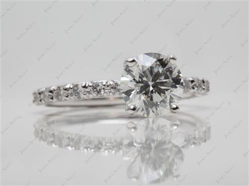 White Gold 1.17 Round cut Pave Ring Mountings