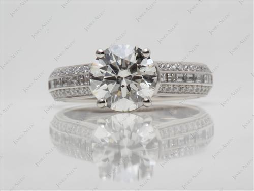 Platinum 2.00 Round cut Diamond Pave Rings