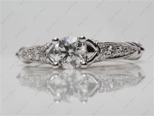 White Gold 0.50 Round cut Engagement Rings Pave