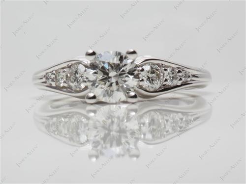 White Gold 0.70 Round cut Engagement Rings Side Stones
