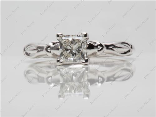 White Gold 0.73 Princess cut Solitaire Engagement Rings